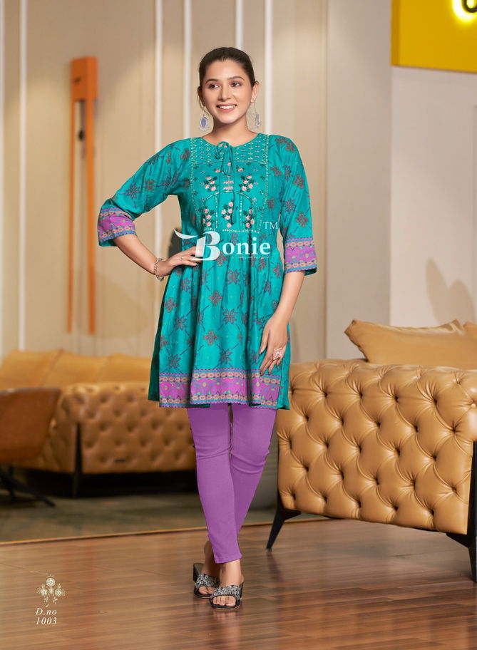 Nikki By Bonie Rayon Printed Short Kurtis Wholesale Price In Surat